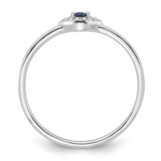Sterling Silver Rhodium-plated Blue and Clear CZ Evil Eye Ring