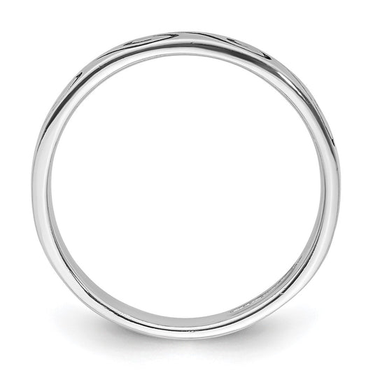 Sterling Silver Rhodium-plated Antiqued Wave Design 4.5mm Band Ring