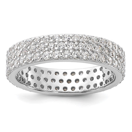 Sterling Silver Rhodium-plated 4mm CZ Eternity Band
