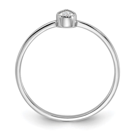 Sterling Silver Rhodium-plated Pear Shaped CZ Ring
