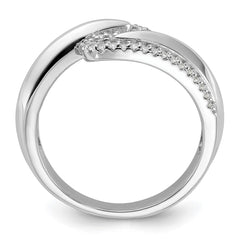 Pure Fire Sterling Silver Rhodium-plated Fancy CZ Ring