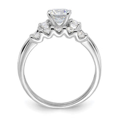 Sterling Silver Rhodium-plated Polished CZ Engagement Ring and Band Set