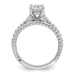 Sterling Silver Rhodium-plated Fancy Engagement CZ Ring