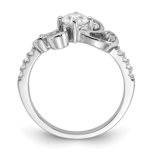 Pure Fire Sterling Silver Rhodium-plated Fancy CZ Ring