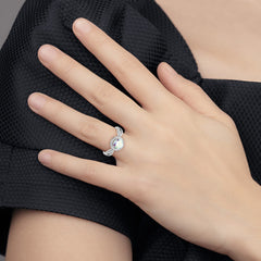 Sterling Silver Rhodium-plated Iridescent CZ Halo Ring