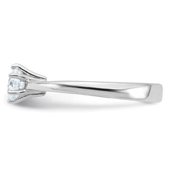 Sterling Silver Rhodium-plated 5mm Round CZ 6-prong Engagement Ring