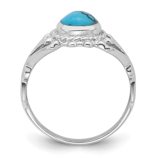 Sterling Silver Rhodium-plated Reconstituted Turquoise Ring