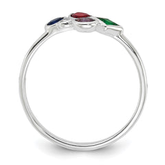 Sterling Silver E-coated Multi Color CZ Ring