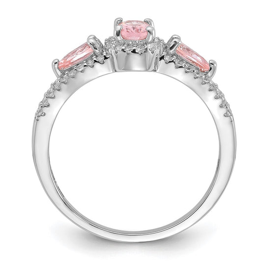 Sterling Silver Rhodium-plated Nano Crystal and CZ Ring