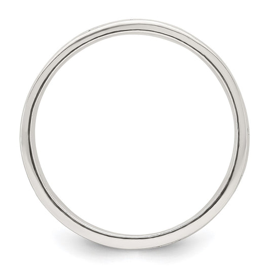 Sterling Silver Polished Oxidized Patterned Men's Band Ring