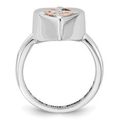 Sterling Silver Rhodium-plated with Rose-tone Circle Celtic Heart I STILL NEED YOU CLOSE TO ME (Inside) Ash Holder Size 6 Ring