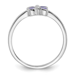 Sterling Silver Rhodium-plated Children's Size 3 Purple Enamel Butterfly Ring
