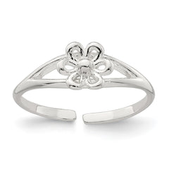 Sterling Silver Polished Flower Toe Ring