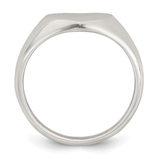 Sterling Silver Polished White CZ Heart Size 6 Signet Ring