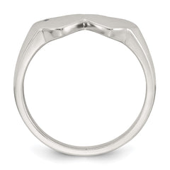 Sterling Silver Polished White CZ Double Heart Size 6 Signet Ring