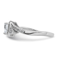 Sterling Silver Rhodium-plated Polished Fancy CZ Center Heart Size 6 Ring