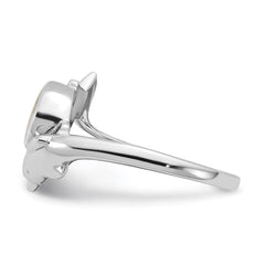 Sterling Silver Rhodium-plated Polished Oval Mother of Pearl and Dolphin Size 6 Ring