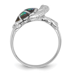 Sterling Silver Rhodium-plated Polished Abalone Sea Turtle Size 6 Ring