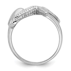 Sterling Silver Rhodium-plated Polished and Textured Sea Shell with Starfish Size 6 Ring