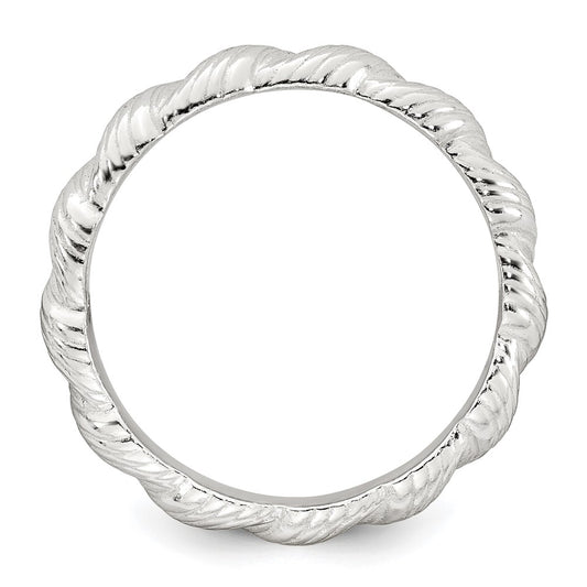 Sterling Silver Polished and Grooved Twisted Band Size 6 Ring