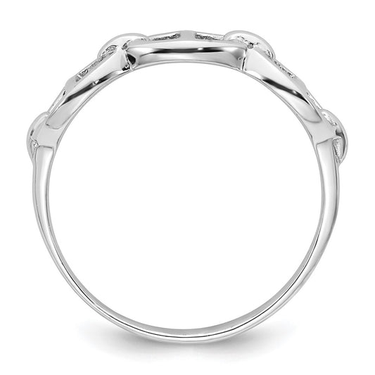 Sterling Silver Rhodium-plated Polished Mariner Link Size 6 Ring