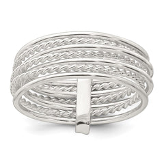 Sterling Silver Polished and Textured Twisted Multi-Band Size 6 Ring