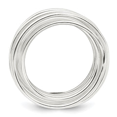 Sterling Silver Polished and Wrapped Spring Size 6 Flexible Ring