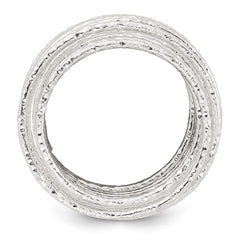 Sterling Silver Polished and Textured Wrapped Spring Size 6 Flexible Ring