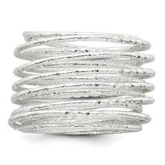 Sterling Silver Polished and Textured Wrapped Spring Size 6 Flexible Ring