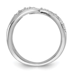Sterling Silver Rhodium-plated CZ Polished Multi-Row Size 6 Ring