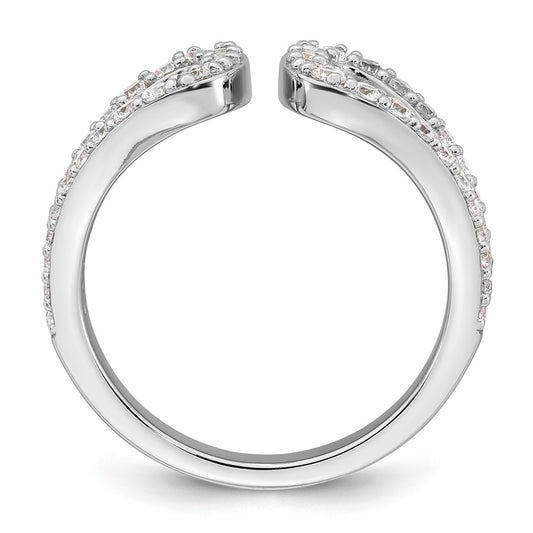 Sterling Silver Rhodium-plated Polished CZ Open Top Size 6 Ring