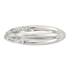 Sterling Silver Polished White CZ Fancy Crossed Size 6 Ring