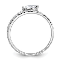 Sterling Silver Rhodium-plated Polished Fancy Marquise and Round CZ Size 6 Ring