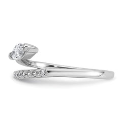 Sterling Silver Rhodium-plated Polished Fancy Marquise and Round CZ Size 6 Ring