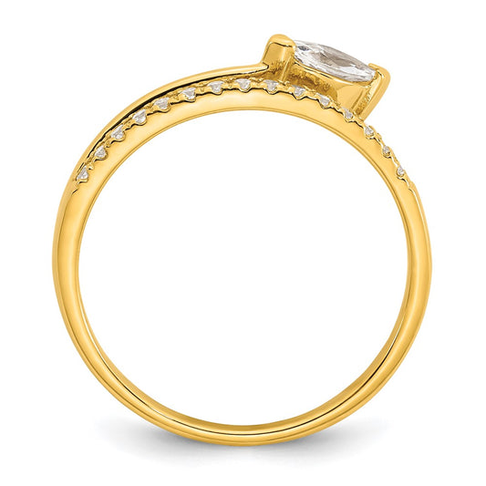 Sterling Silver Gold-plated Polished Fancy Marquise and Round CZ Size 6 Ring