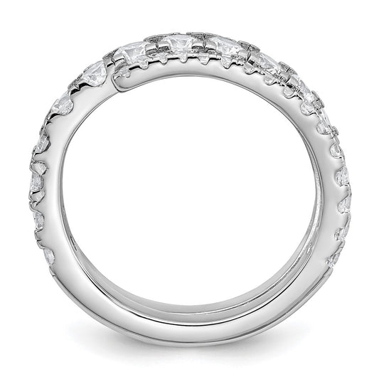 Sterling Silver Rhodium-plated Polished CZ Wrapped Band Size 6 Ring
