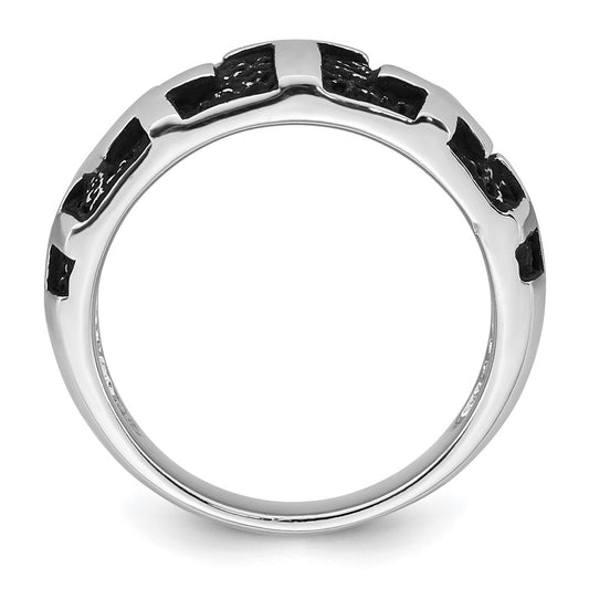 Sterling Silver Rhodium-plated Enameled Polished Multi-Cross Size 10 Men's Ring