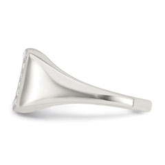 Sterling Silver Polished White CZ Square Border Size 10 Mens Signet Ring