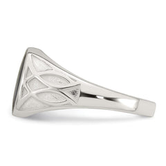 Sterling Silver Polished and Textured Black Enameled Size 10 Mens Signet Ring