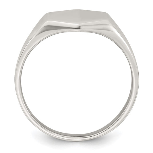 Sterling Silver Polished 12.2mm x 11.4mm Hexagon Closed Back Size 10 Mens Signet Ring