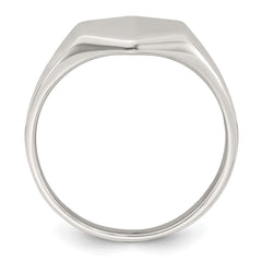 Sterling Silver Polished 12.2mm x 11.4mm Hexagon Closed Back Size 10 Mens Signet Ring