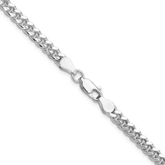 Sterling Silver Rhodium-plated 4mm Domed w/ Side D/C Curb ChainQRC120R