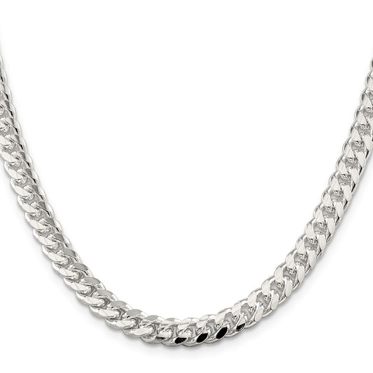Sterling Silver 7mm Domed w/ Side D/C Curb ChainQRC200
