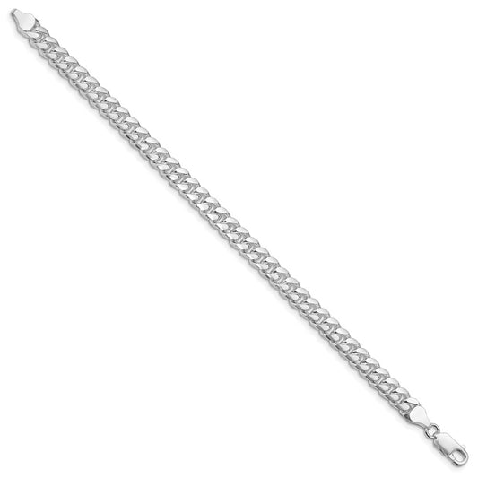 Sterling Silver Rhodium-plated 7mm Domed w/ Side D/C Curb Chain QRC200R-8