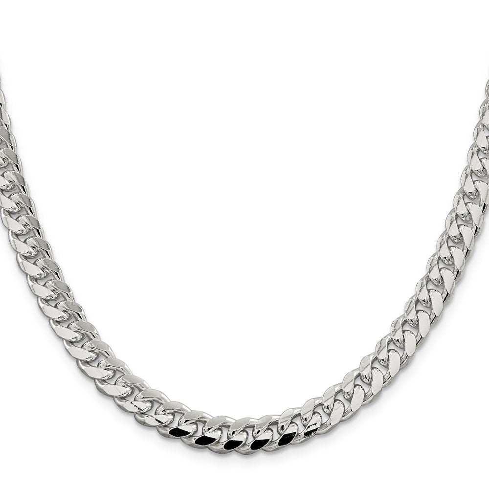 Sterling Silver 7.35mm Domed w/ Side D/C Curb ChainQRC220