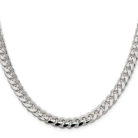 Sterling Silver 7.35mm Domed w/ Side D/C Curb ChainQRC220