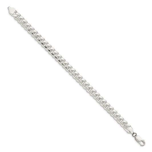 Sterling Silver 7.35mm Domed w/ Side D/C Curb Chain QRC220-8