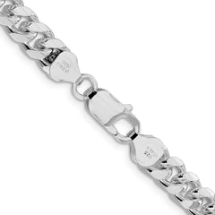 Sterling Silver Rhodium-plated 7.35mm Domed w/ Side D/C Curb ChainQRC220R