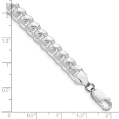 Sterling Silver Rhodium-plated 7.35mm Domed w/ Side D/C Curb Chain QRC220R-8