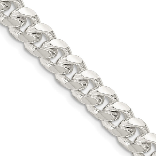 Sterling Silver 7.35mm Domed w/ Side D/C Curb ChainQRC220